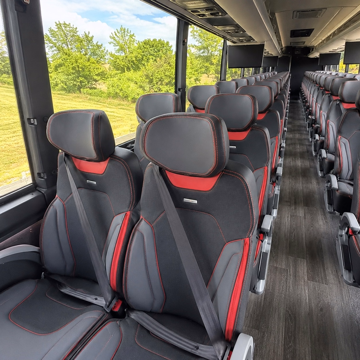 56 passenger charter bus inside